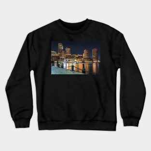 Boston Waterfront Boston Skyline Boston MA Harbor Towers Crewneck Sweatshirt